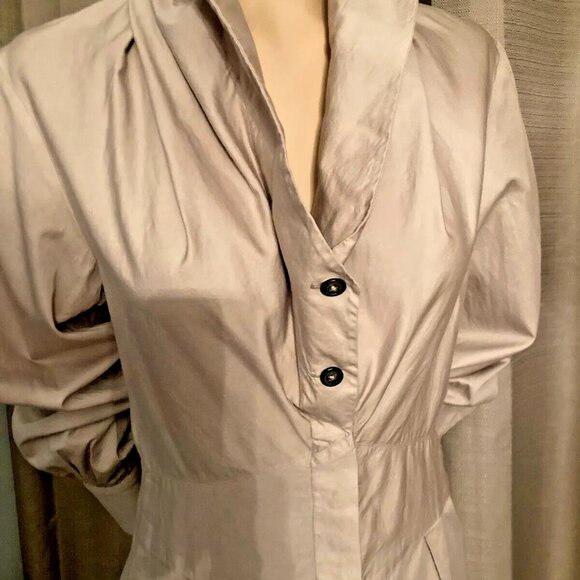 WESTWOOD ANGLOMANIA HI-COLLAR ANGLED WAIST BUTTON FRONT FAB DRESS 44 NWT - Picture 3 of 10